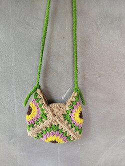 Bancrochet กระเป๋าถักโครเชต์ crochet bag หลากสี 7*5 inch