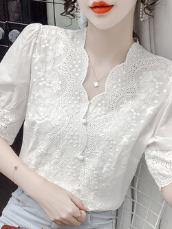 เสื้อลูกไม้ แขนสั้น