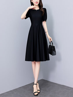 เดรสสีดำ ชุดเดรสคนอ้วน ชุดเดรสสาวพลัสไซส์ XL-5XL