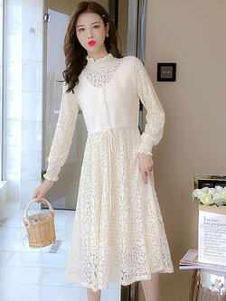 เดรสวัยรุ่น เดรสลูกไม้ชีฟอง By Meiyi women's clothing