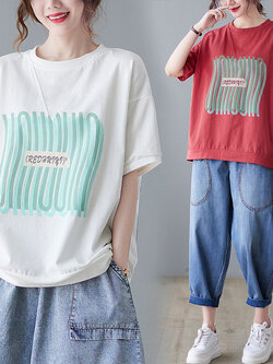 เสื้อยืดคนอ้วน สไตล์ญี่ปุ่น เสื้อยืดคนอ้วนผู้หญิง เสื้อทีเชิ้ตตัวใหญ่