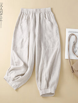 กางเกงผ้าลินิน กางเกงผ้าลินินหญิง กางเกงผ้าลินิน เอว ยางยืด