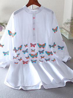 เสื้อลินิน เสื้อผ้าฝ้ายลินิน เสื้อเชิ้ตผ้าลินิน ปักลายสวยๆด้วยด้าย สไตล์VINTAGE