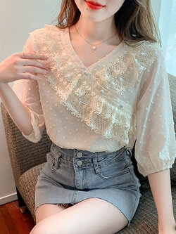 เสื้อลูกไม้ แขนสั้น