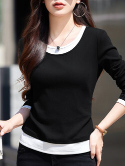 เสื้อยืดสีดำ แฟชั่น เสื้อยืด T-shirt สีดำ สวมใส่สบาย ไม่ร้อน