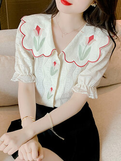 เสื้อลูกไม้ แขนสั้น