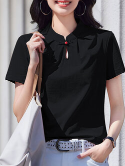 เสื้อยืดสีดำ แฟชั่น เสื้อยืด T-shirt สีดำ สวมใส่สบาย ไม่ร้อน