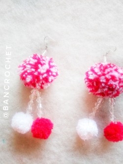 ต่างหูถักโครเชต์ crochet earrings หลากสี 5 นิ้ว
