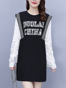 ชุดเดรสคนอ้วนแขนยาว ชุดเดรสคนอ้วนสไตล์เกาหลี เดรสแขนยาว