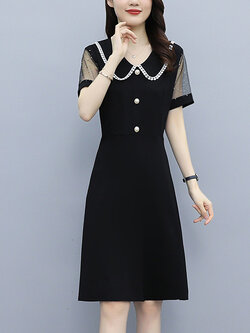 ชุดเดรสคนอ้วนแขนยาว ชุดเดรสคนอ้วนสไตล์เกาหลี เดรสแขนยาว