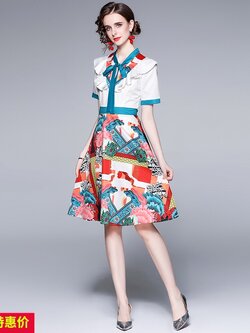 ชุดเดรสแฟชั่น เดรสเกาหลี เดรสแขนสั้น