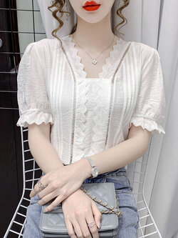 เสื้อลูกไม้ แขนสั้น