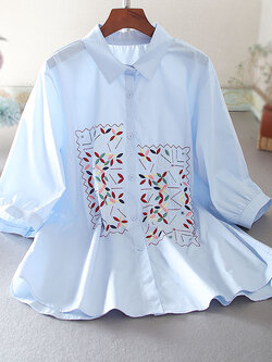 เสื้อลินิน เสื้อผ้าฝ้ายลินิน เสื้อเชิ้ตผ้าลินิน ปักลายสวยๆด้วยด้าย สไตล์VINTAGE