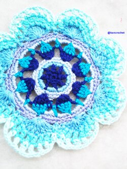 Bancrochet ที่รองแก้วถักโครเชต์ crochet coasters หลากสี 4 นิ้ว