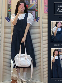 เดรสแขนสั้นมีไซส์L-4XLอก38-47นิ้ว