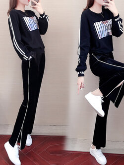 ชุดวอร์ม สูทเกาหลี Jumpsuit ชุดจั้มสูท ชุดเซท 2 ชิ้น ชุดกีฬาผู้หญิง ชุดออกกำลังกาย เสื้อกันหนาว ชุดวอร์มคู่