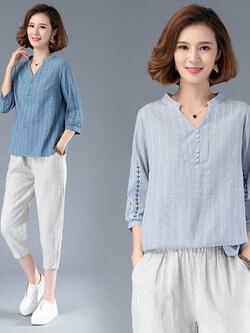 เสื้อผ้าฝ้าย เสื้อผ้าลินิน สไตล์ฤดูร้อน BY Lian Zhi Cotton and linen art สไตล์VINTAGE มีขนาดไซส์อกประมาณ 35-40 นิ้ว