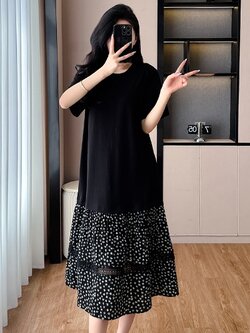 เดรสสีดำ ชุดเดรสคนอ้วน ชุดเดรสสาวพลัสไซส์ XL-5XL