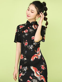 ชุดเดรสคอจีนสวยๆ ชุดแซกคอจีน ลูกไม้ ชุดคอจีนสวยๆ เสื้อกี่เพ้า คอจีน