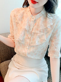 เสื้อลูกไม้ แขนสั้น