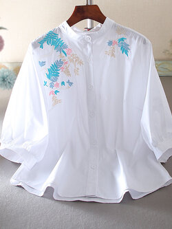 เสื้อลินิน เสื้อผ้าฝ้ายลินิน เสื้อเชิ้ตผ้าลินิน ปักลายสวยๆด้วยด้าย สไตล์VINTAGE