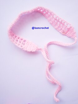 Bancrochet ที่คาดผมถักโครเชต์ crochet headband ชมพูอ่อน 1-1.5*13 inch