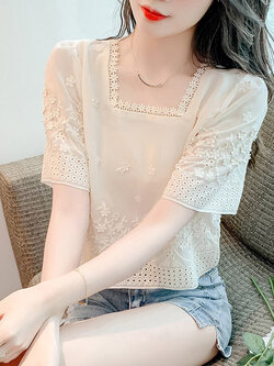 เสื้อลูกไม้ แขนสั้น