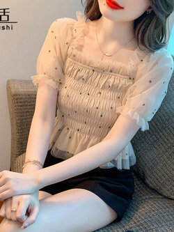 เสื้อลูกไม้ แขนสั้น