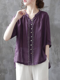 เสื้อเชิ้ตผ้าฝ้ายลินิน ขายเสื้อเชิ้ต ผ้าลินิน เสื้อเชิ้ตผ้าฝ้ายผู้หญิง