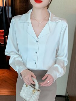 เสื้อเชิ้ตผู้หญิงแขนยาว เสื้อเชิ้ตผู้หญิงใส่ทํางาน 390 บาทต่อชิ้น ฟรีค่าจัดส่ง