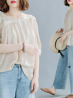 เสื้อผ้าฝ้าย เสื้อผ้าลินิน สไตล์ฤดูร้อน BY Lian Zhi Cotton and linen art สไตล์VINTAGE มีขนาดไซส์อกประมาณ 35-40 นิ้ว