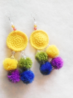 ต่างหูถักโครเชต์ crochet earrings หลากสี 5 นิ้ว