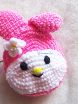 กระเป๋าใส่เหรียญมายเมโลดี้ถักโครเชต์ mymelodyamigurumi crochet bag