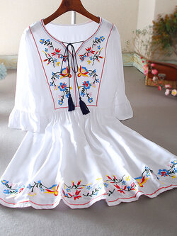 เสื้อลินิน เสื้อผ้าฝ้ายลินิน เสื้อเชิ้ตผ้าลินิน ปักลายสวยๆด้วยด้าย สไตล์VINTAGE