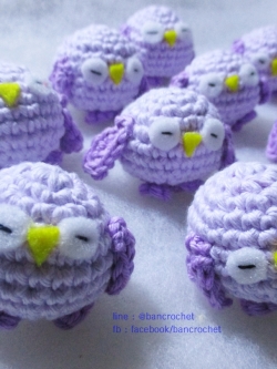 ตุ๊กตานกฮูกม่วงจิ๋ว 1 .1/2 นิ้ว