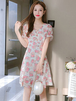 เดรสวัยรุ่น เดรสลูกไม้ชีฟอง By Meiyi women's clothing