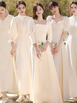 ชุดเพื่อนเจ้าสาวสีครีม ชุดเพื่อนเจ้าสาว ชุดไปงานแต่งงาน