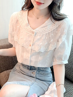 เสื้อลูกไม้ แขนสั้น