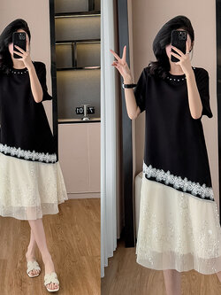 เดรสสีดำ ชุดเดรสคนอ้วน ชุดเดรสสาวพลัสไซส์ XL-5XL