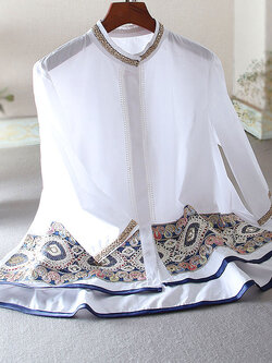 เสื้อลินิน เสื้อผ้าฝ้ายลินิน เสื้อเชิ้ตผ้าลินิน ปักลายสวยๆด้วยด้าย สไตล์VINTAGE