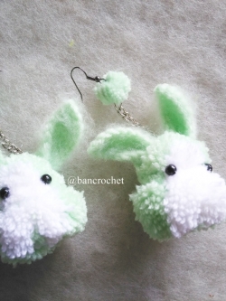 ต่างหูถักกระต่ายปอมปอม earrings pompoms หลากสี