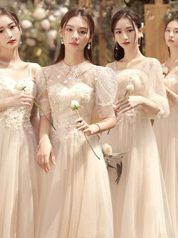 ชุดเพื่อนเจ้าสาวสีครีม ชุดเพื่อนเจ้าสาว ชุดไปงานแต่งงาน