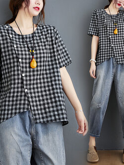 เสื้อผ้าฝ้าย เสื้อผ้าลินิน สไตล์ฤดูร้อน BY Lian Zhi Cotton and linen art สไตล์VINTAGE มีขนาดไซส์อกประมาณ 35-40 นิ้ว