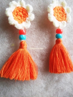 ต่างหูถักโครเชต์ crochet earrings หลากสี 4-6 นิ้ว