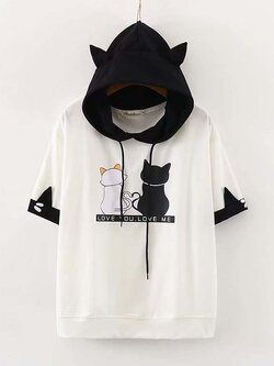 เสื้อยืดวัยรุ่นมีหมวกฮู้ดสวมหัว