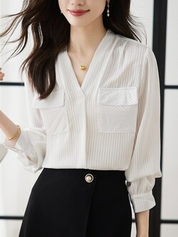 เสื้อเชิ้ตผู้หญิงแขนยาว เสื้อเชิ้ตผู้หญิงใส่ทํางาน 390 บาทต่อชิ้น ฟรีค่าจัดส่ง