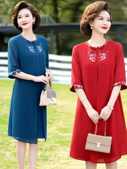 เดรสวัยผู้ใหญ่40-60ปี เดรสคุณแม่ ชุดเดรสทำงานวัยผู้ใหญ่ แบรนด์ MAMA DRESS