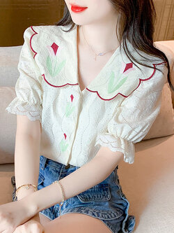 เสื้อลูกไม้ แขนสั้น