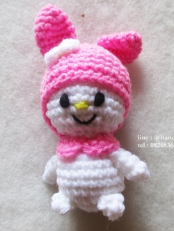 ตุ๊กตามายเมโลดี้ถักไหมพรม ขนาด 4 นิ้ว My melody amigurumi crochet dolls 4 inches