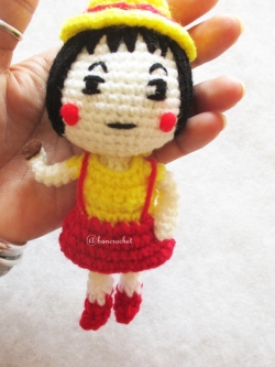 พวงกุญแจมารูโกะถักไหมพรม ขนาด 4 นิ้ว maroko crochet keychain 4 inch